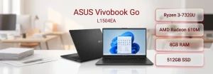 لپ تاپ اداری ایسوس vivobook go مدل l1504ea با پردازنده ryzen 3