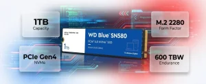 خرید حافظه اس اس دی اینترنال وسترن دیجیتال Blue SN580 با یک ترابایت حافظه 